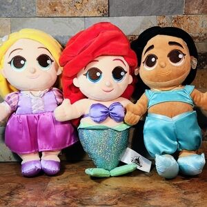 Disney 3- Lot Disney Plush • Included 1-Princess Jasmine , 1-Ariel , 1-Rapunzel